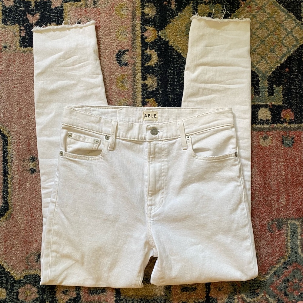 ABLE High Rise White Jeans